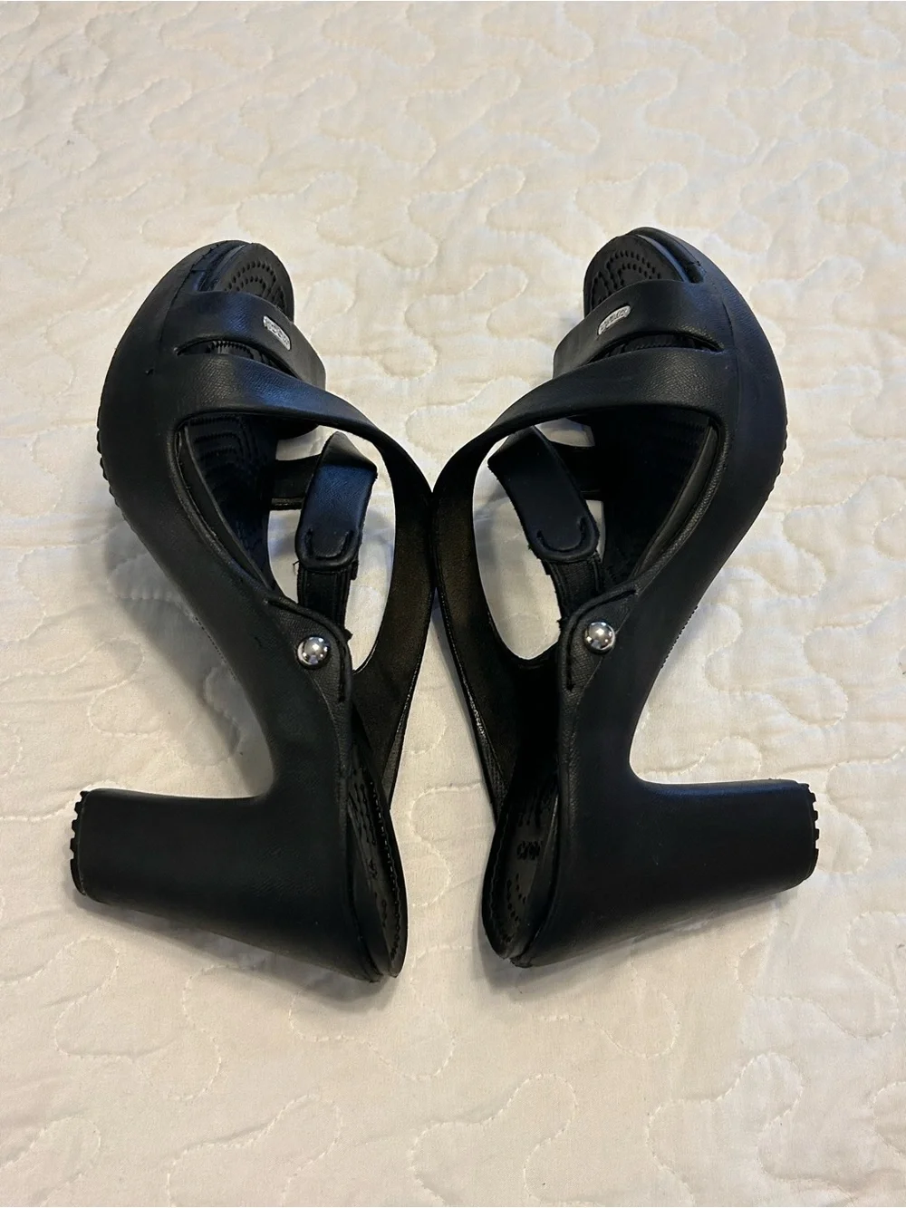 Crocs Cyprus IV Black Heels Women's Size 8 Style #14558